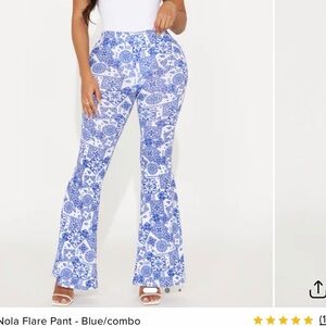 Fashion Nova Blue and White Flare Pants
